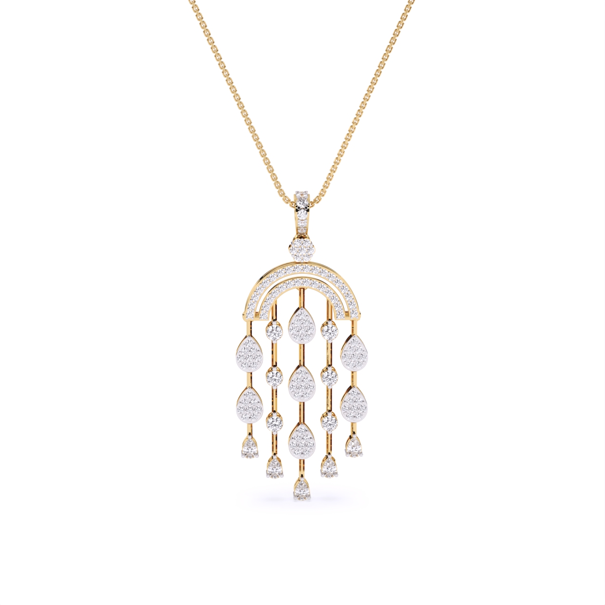 Chandelier Style Drop-Set Diamond Pendant