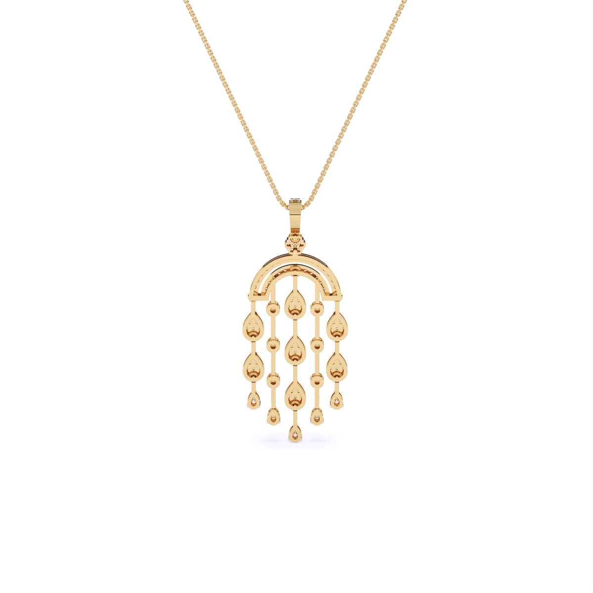 Chandelier Style Drop-Set Diamond Pendant