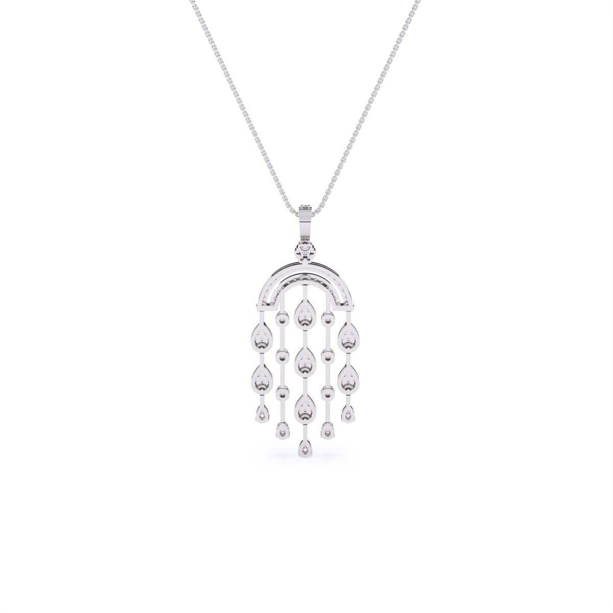 Chandelier Style Drop-Set Diamond Pendant