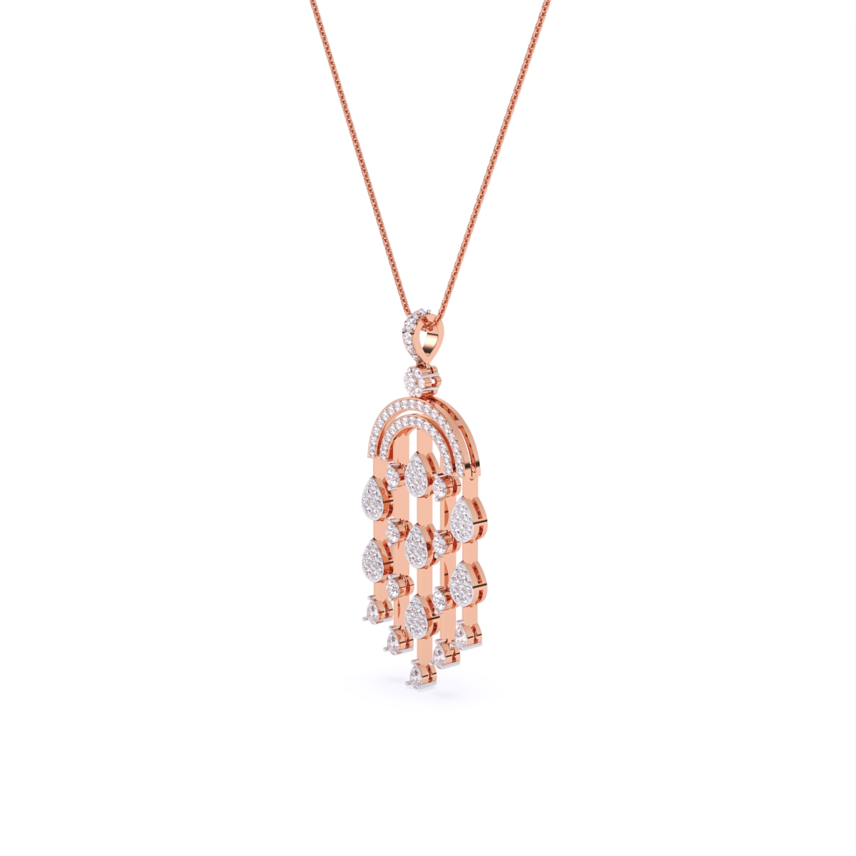 Chandelier Style Drop-Set Diamond Pendant