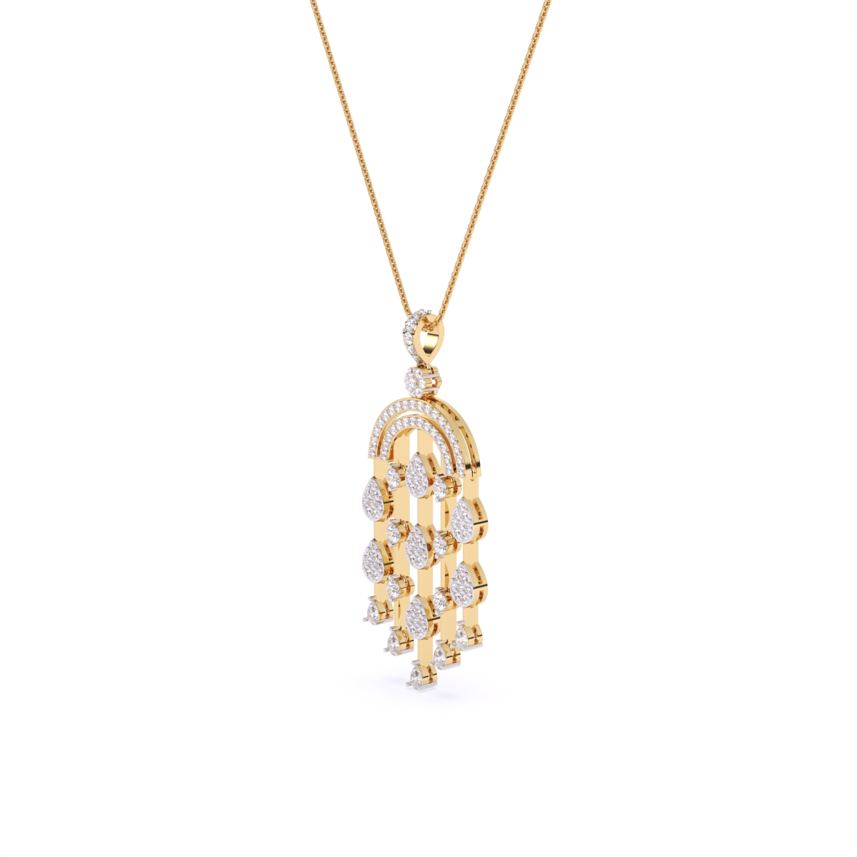 Chandelier Style Drop-Set Diamond Pendant