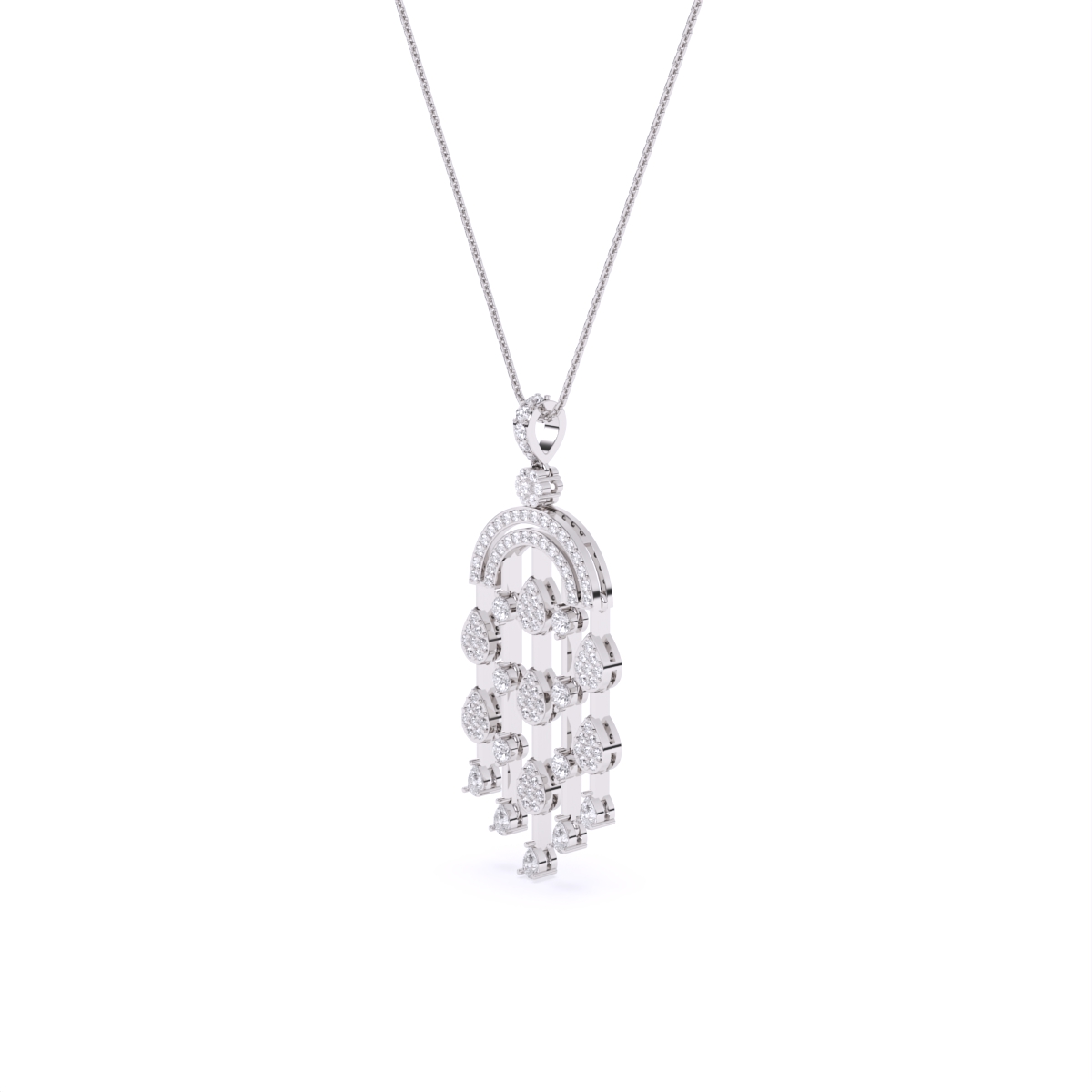Chandelier Style Drop-Set Diamond Pendant
