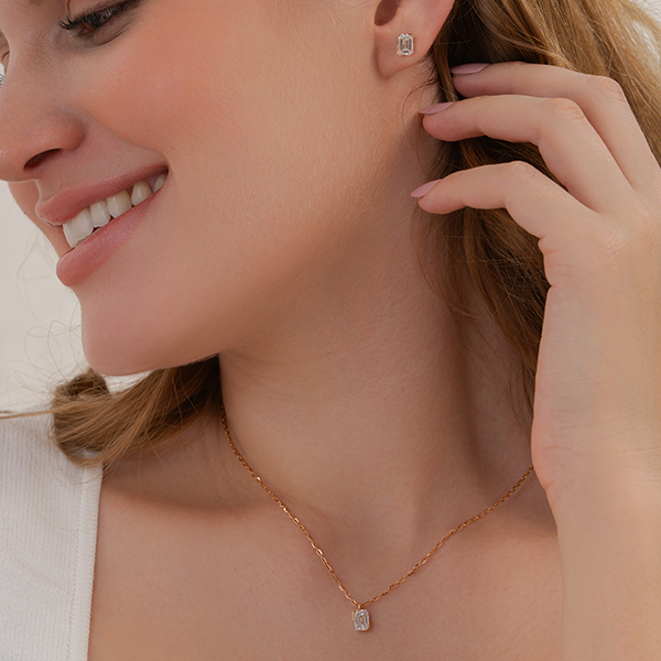 Timeless Emerald Cut Solitaire Diamond Necklace