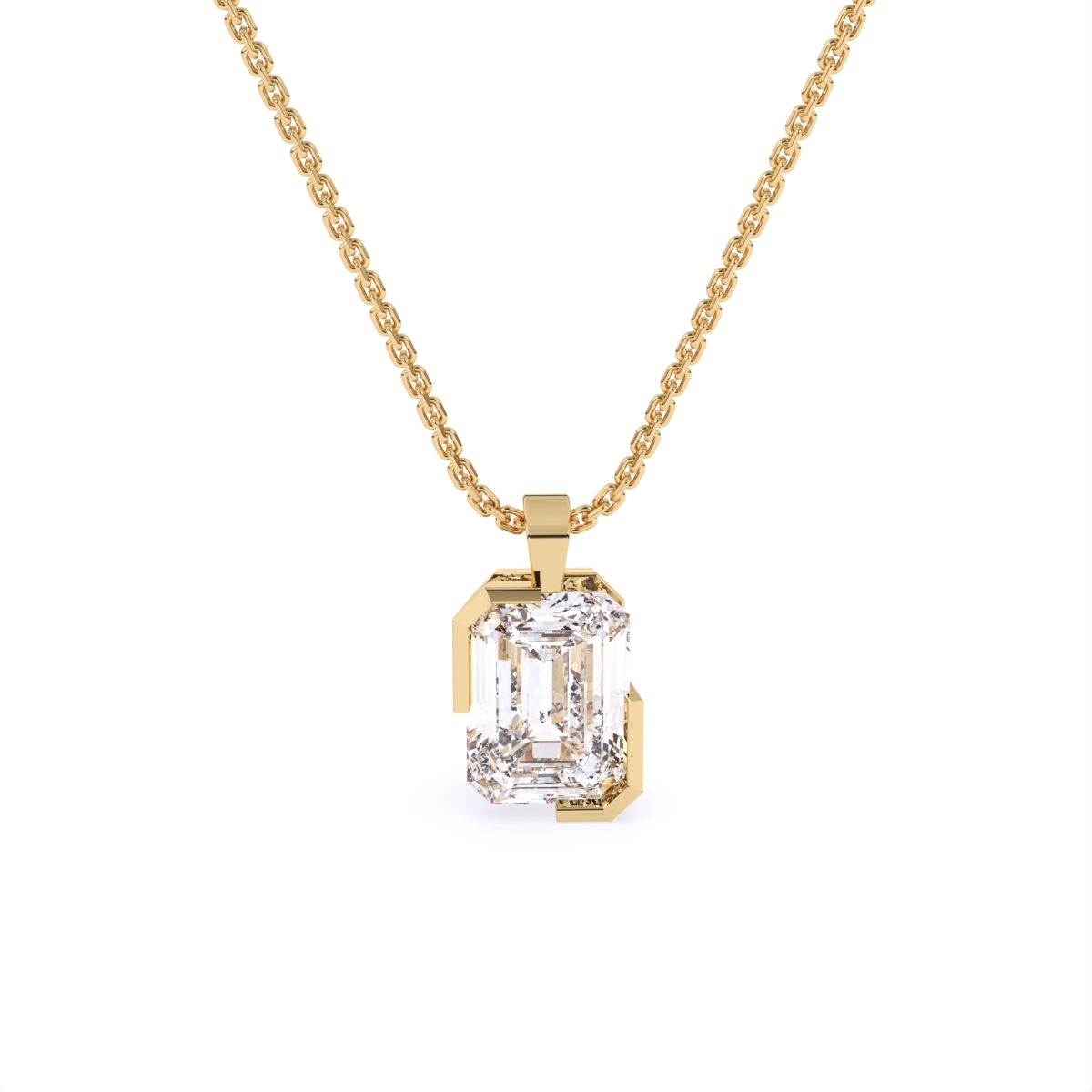 Timeless Emerald Cut Solitaire Diamond Necklace