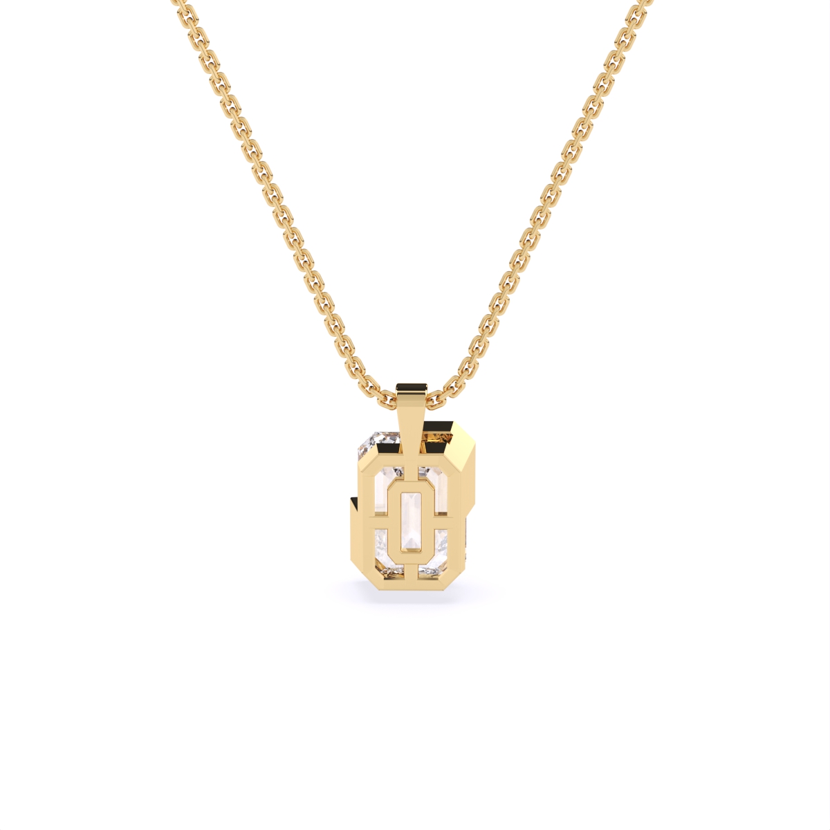 Timeless Emerald Cut Solitaire Diamond Necklace