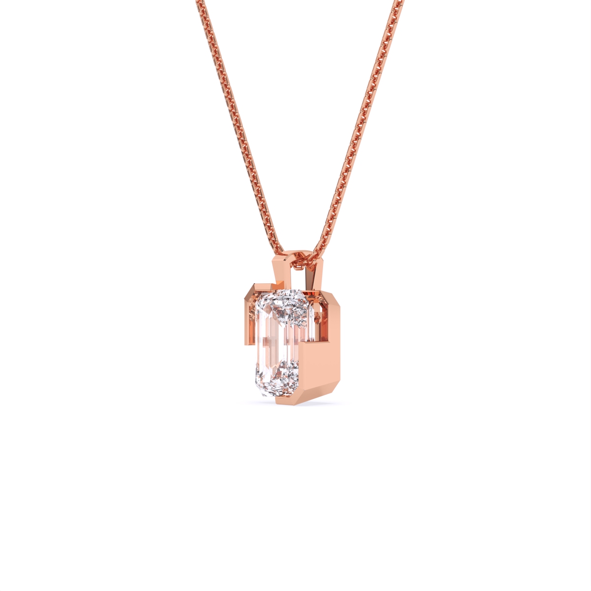 Timeless Emerald Cut Solitaire Diamond Necklace
