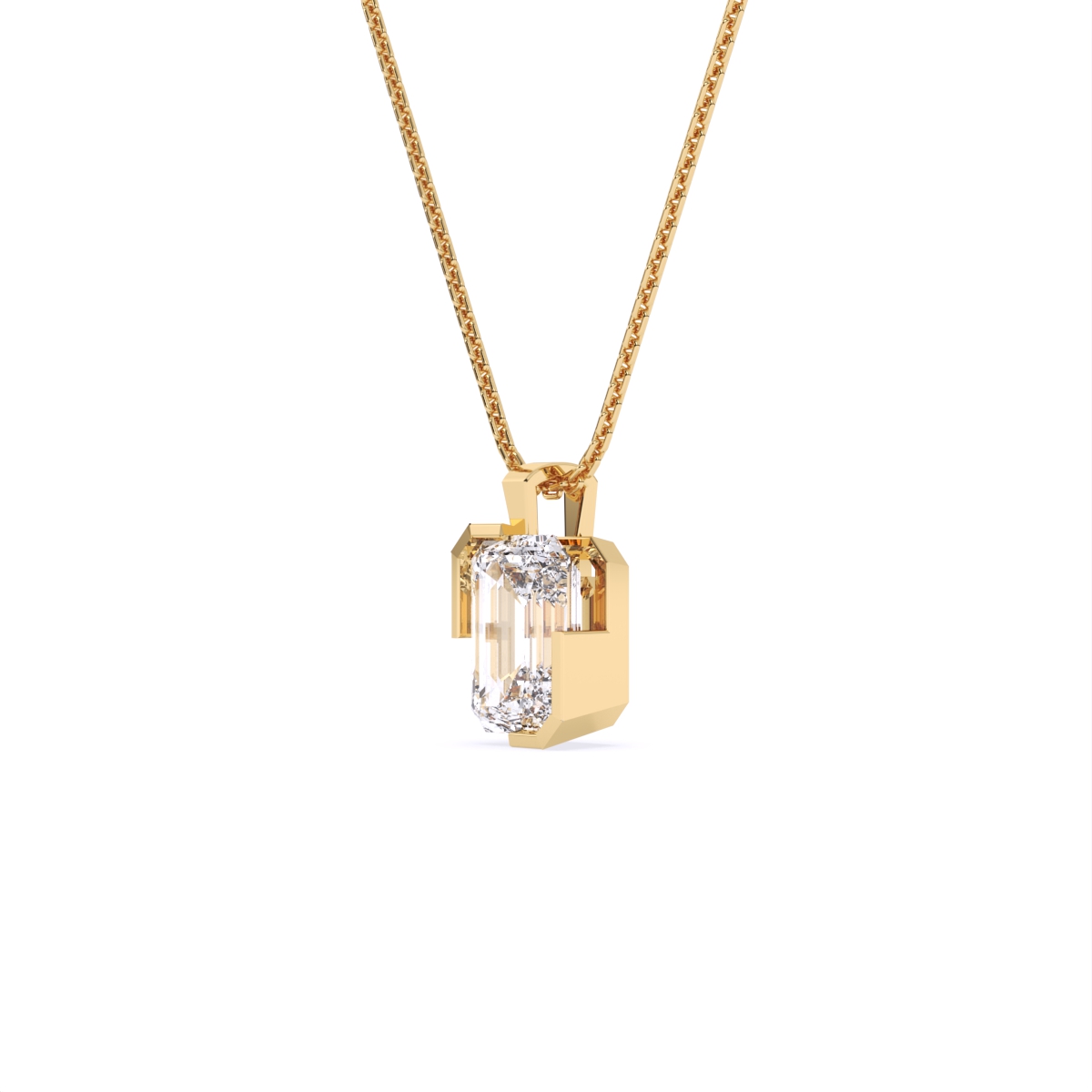 Timeless Emerald Cut Solitaire Diamond Necklace