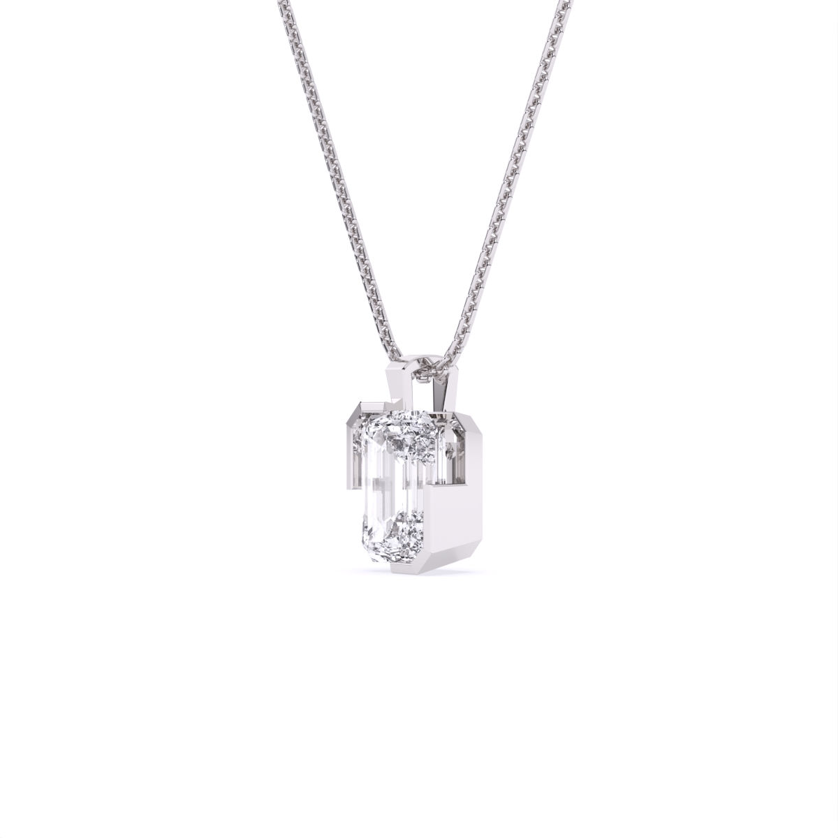 Timeless Emerald Cut Solitaire Diamond Necklace