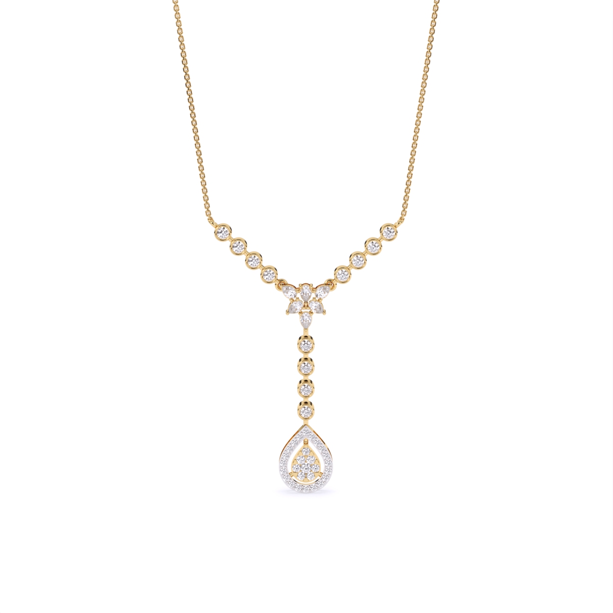 Glamorous Y-Necklace with Tear Drop Design