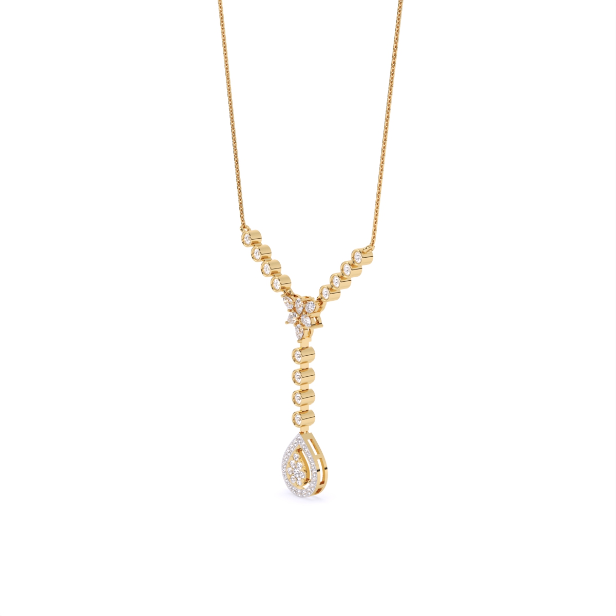Glamorous Y-Necklace with Tear Drop Design