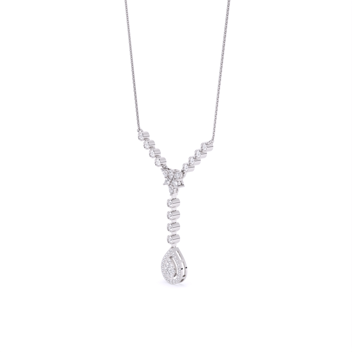 Glamorous Y-Necklace with Tear Drop Design