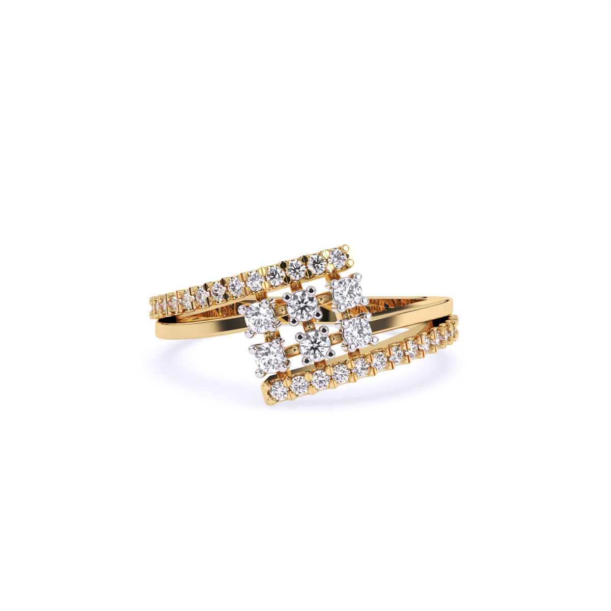 Trendy Bounce Diamond Linear Band Ring