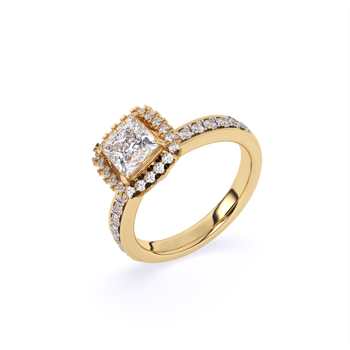 Classic Halo Square Diamond Engagement Ring