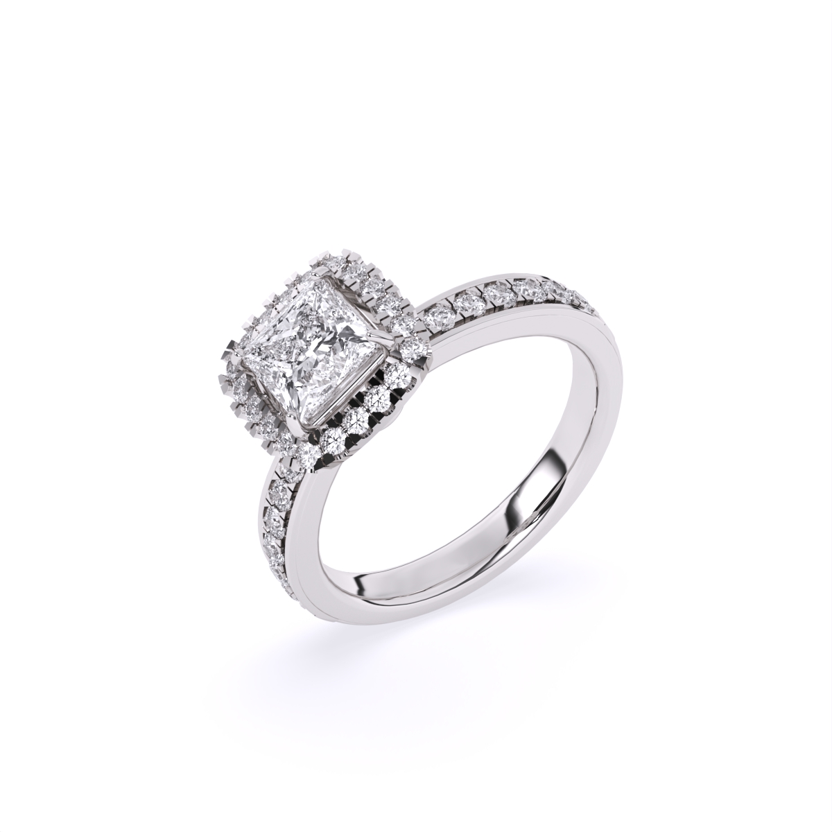 Classic Halo Square Diamond Engagement Ring