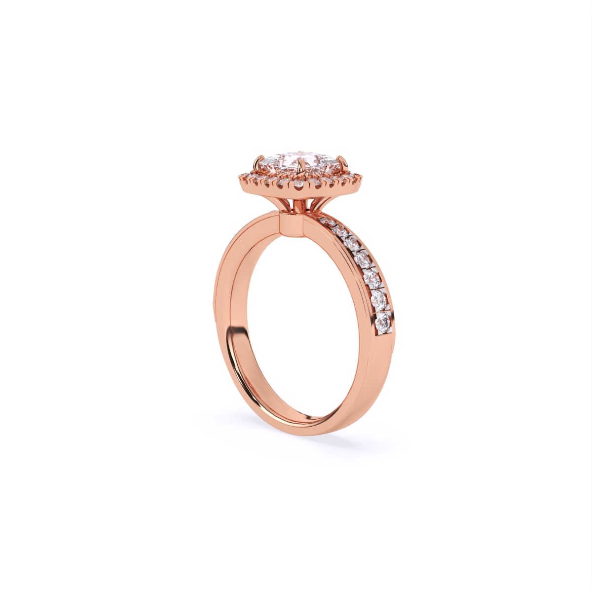 Classic Halo Square Diamond Engagement Ring