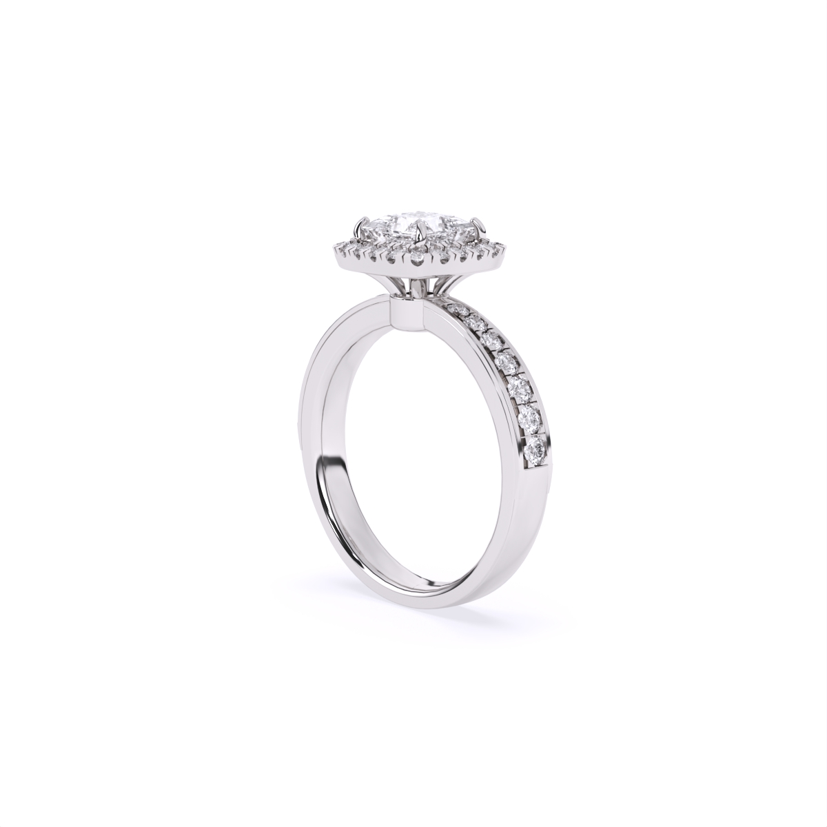 Classic Halo Square Diamond Engagement Ring
