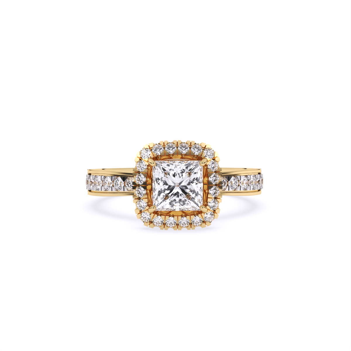 Classic Halo Square Diamond Engagement Ring