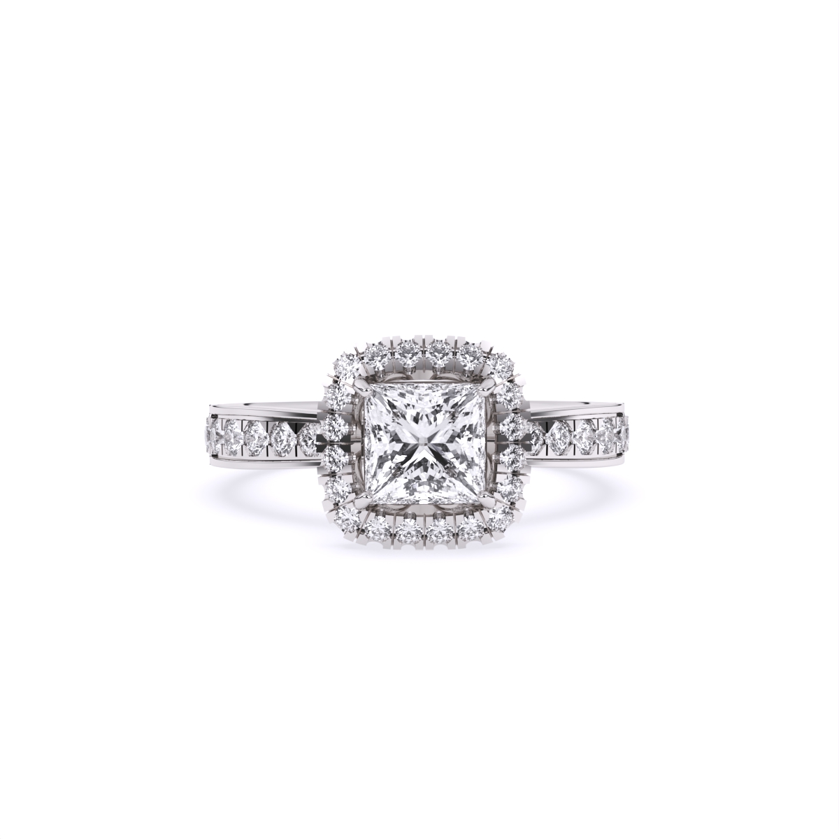 Classic Halo Square Diamond Engagement Ring