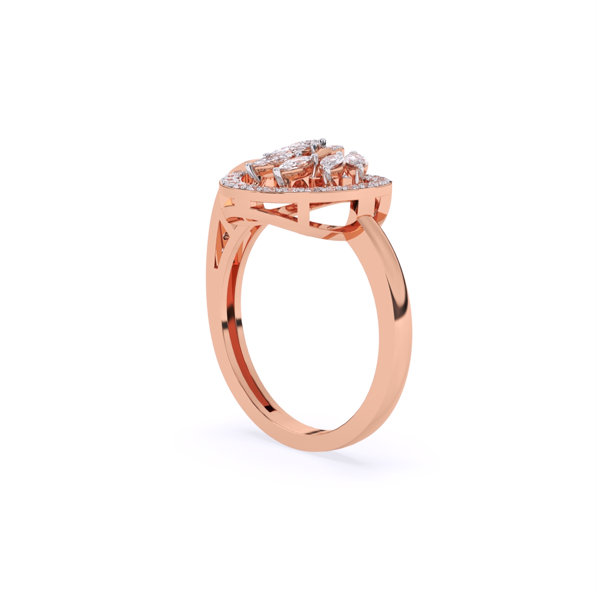 Radiant Leaf Circle Diamond Ring