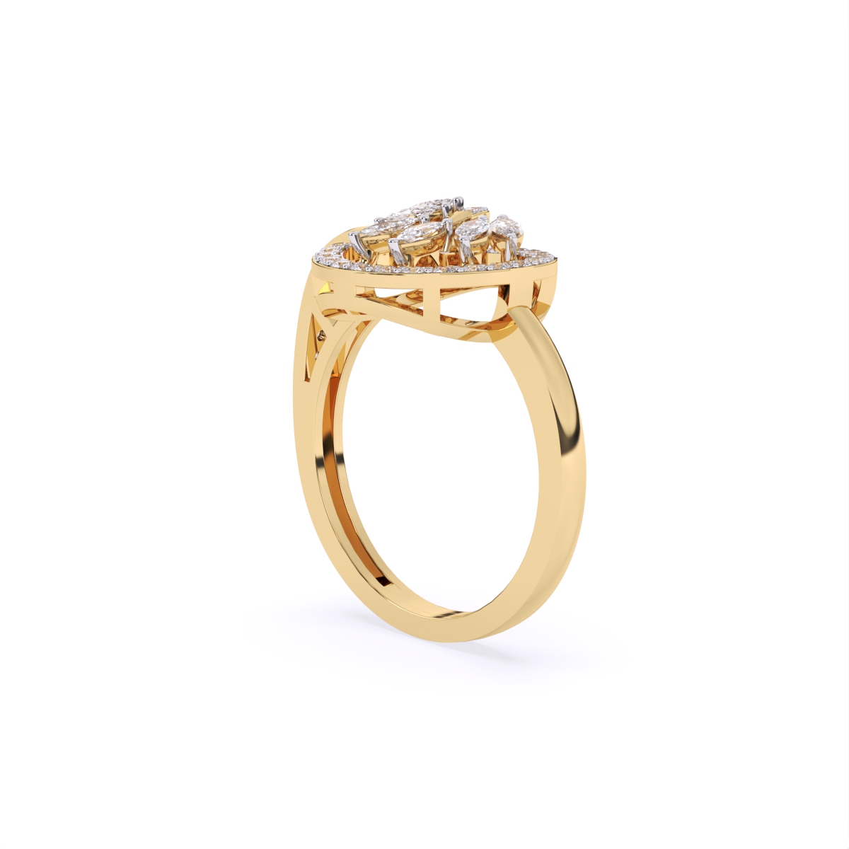 Radiant Leaf Circle Diamond Ring
