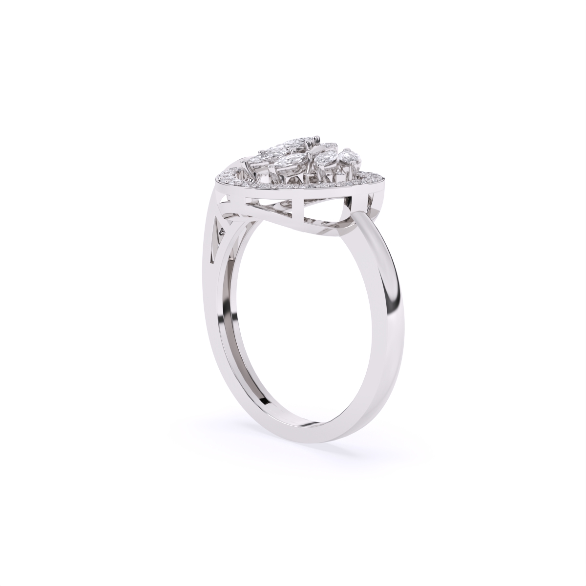 Radiant Leaf Circle Diamond Ring