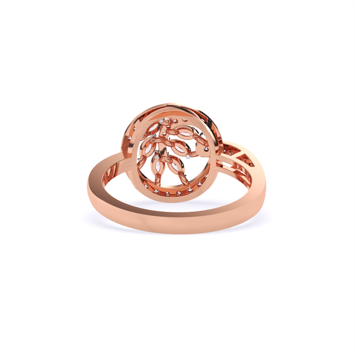 Radiant Leaf Circle Diamond Ring
