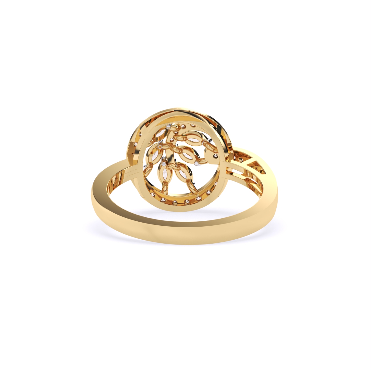 Radiant Leaf Circle Diamond Ring