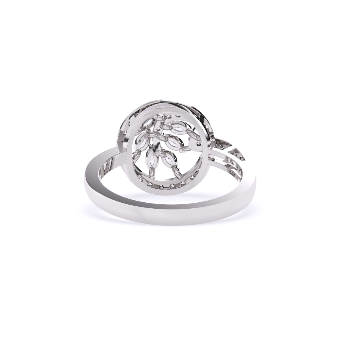 Radiant Leaf Circle Diamond Ring