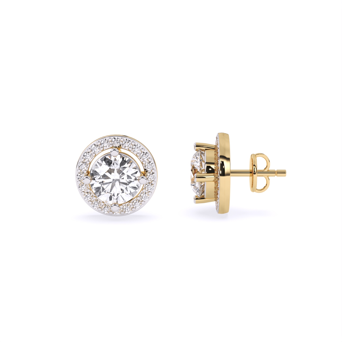 Round Solitaire Lab Diamond Studs
