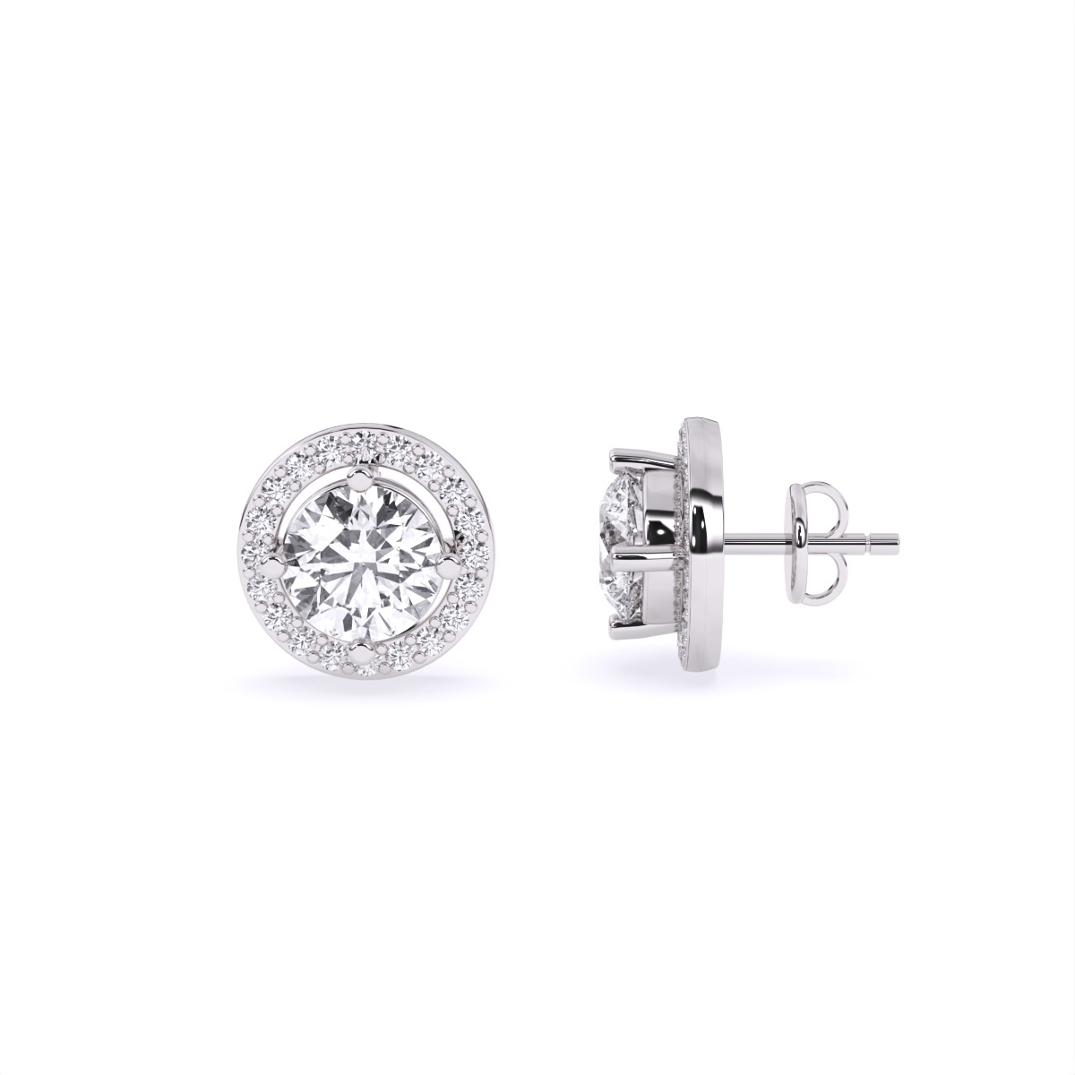 Round Solitaire Lab Diamond Studs