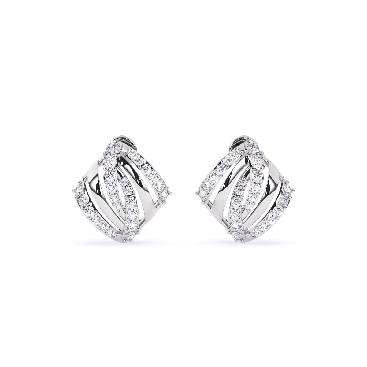 Criss-Cross Shine Diamond Stud Earrings