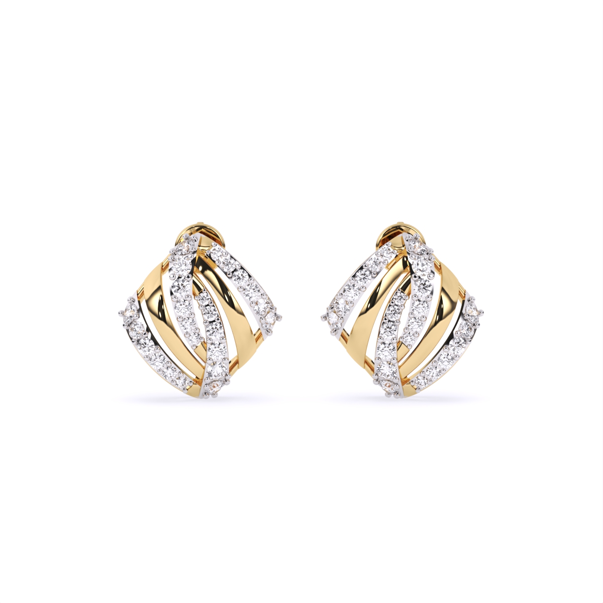 Criss-Cross Shine Diamond Stud Earrings