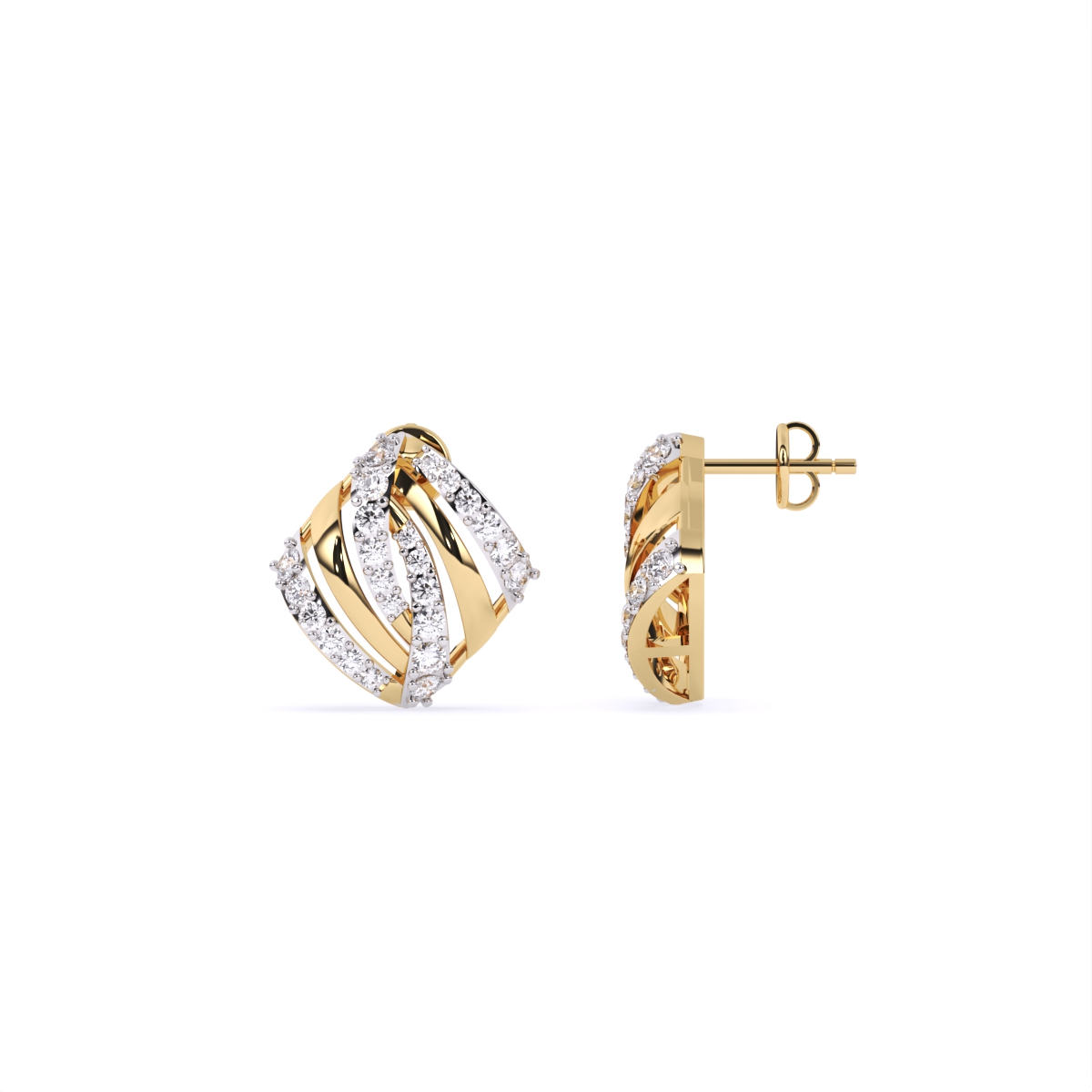 Criss-Cross Shine Diamond Stud Earrings