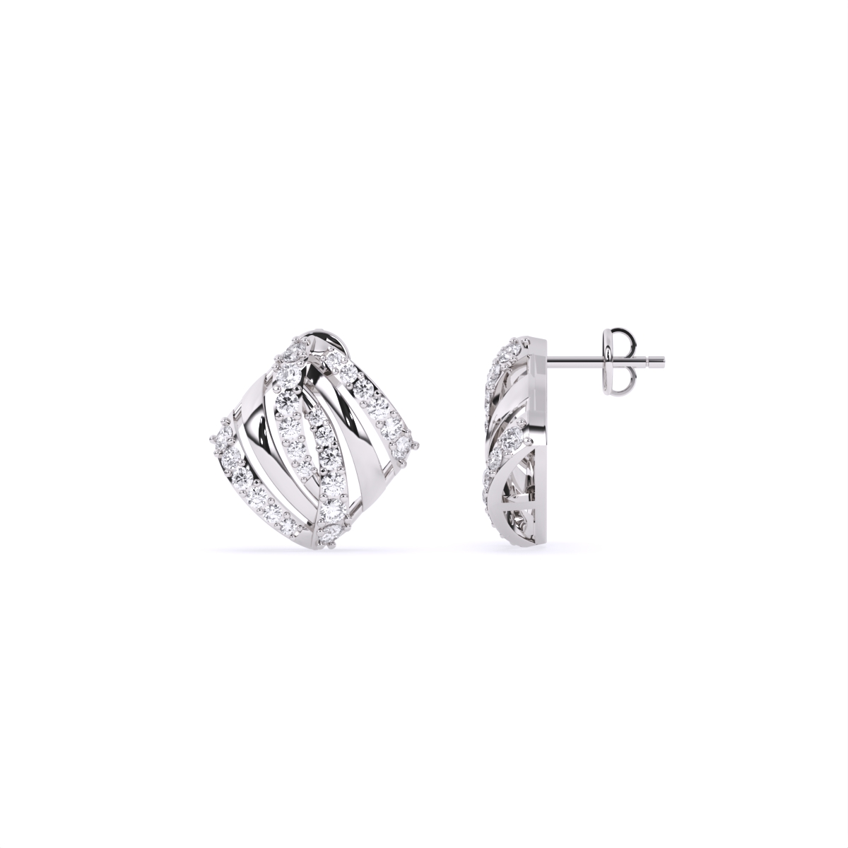 Criss-Cross Shine Diamond Stud Earrings