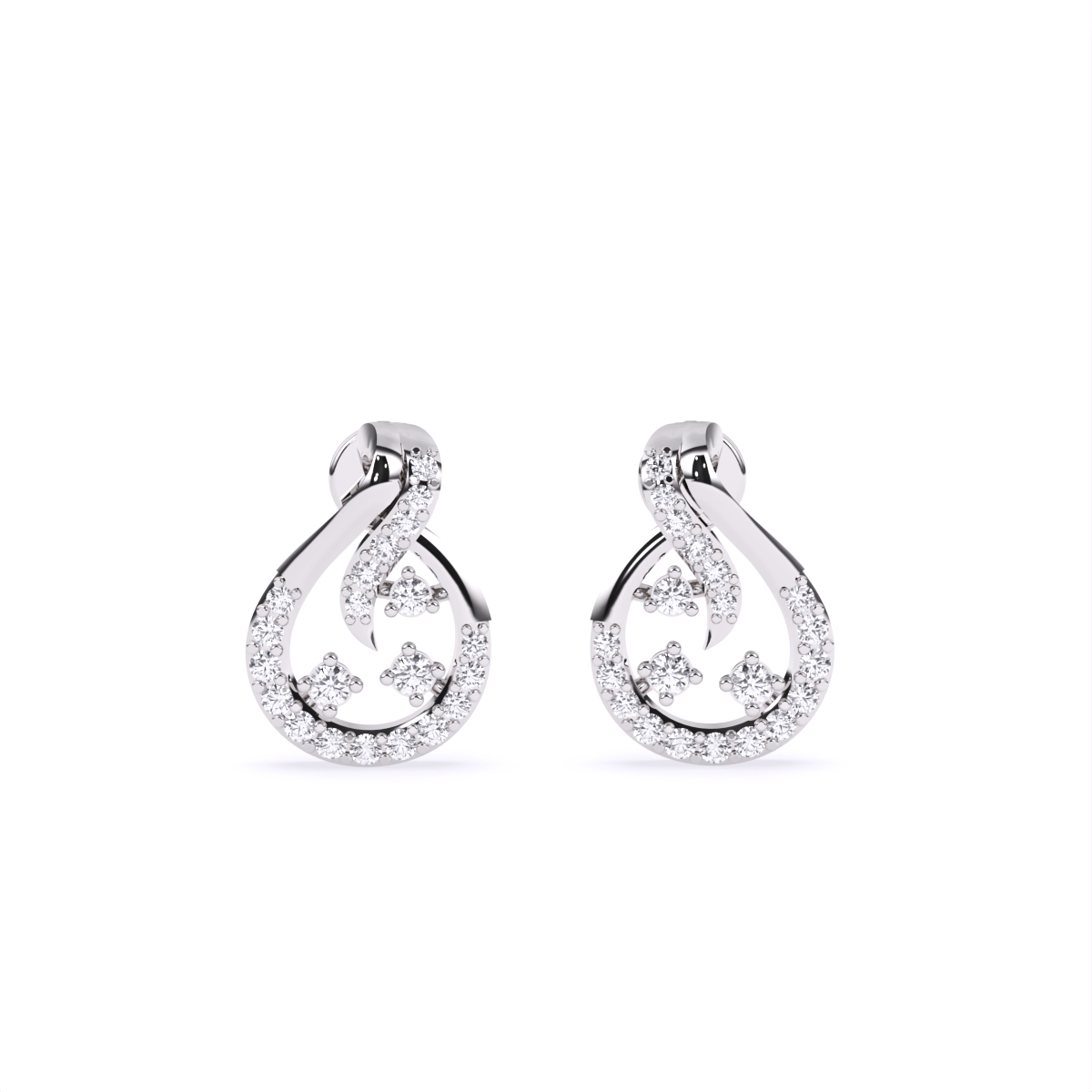 Swirl and Bloom Diamond Stud Earrings