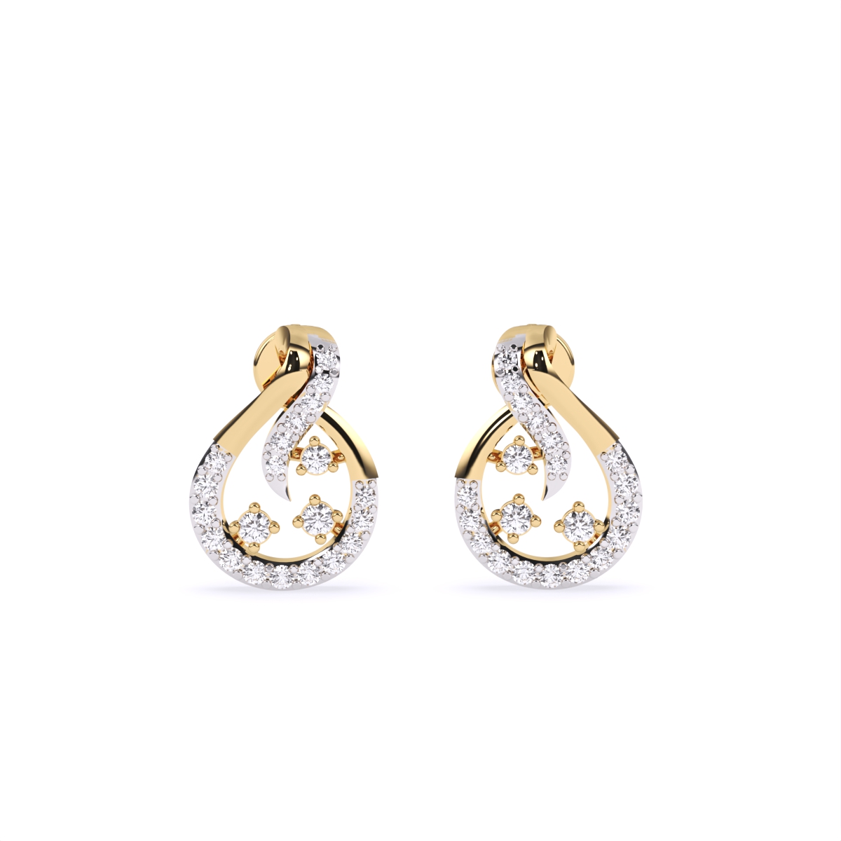 Swirl and Bloom Diamond Stud Earrings