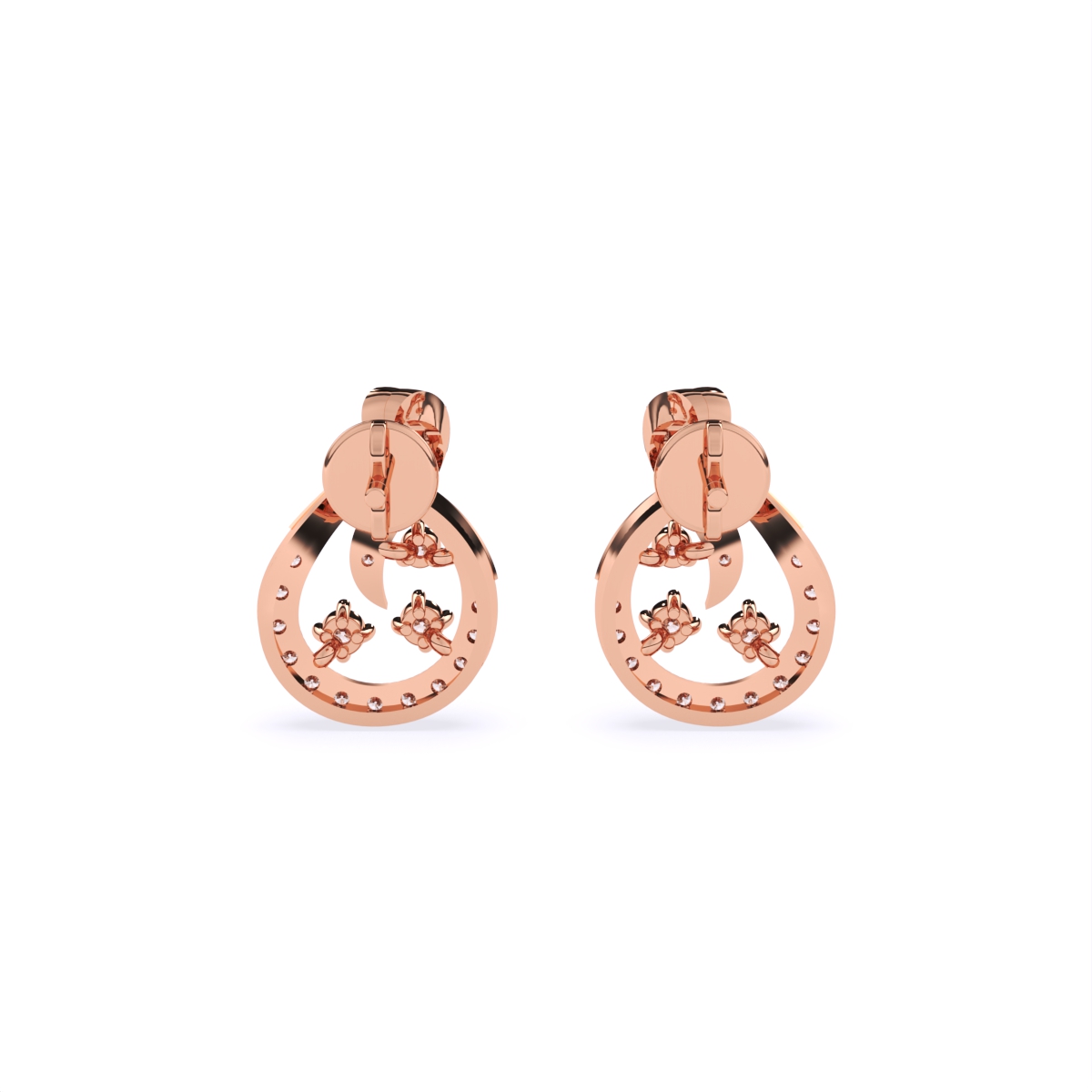 Swirl and Bloom Diamond Stud Earrings