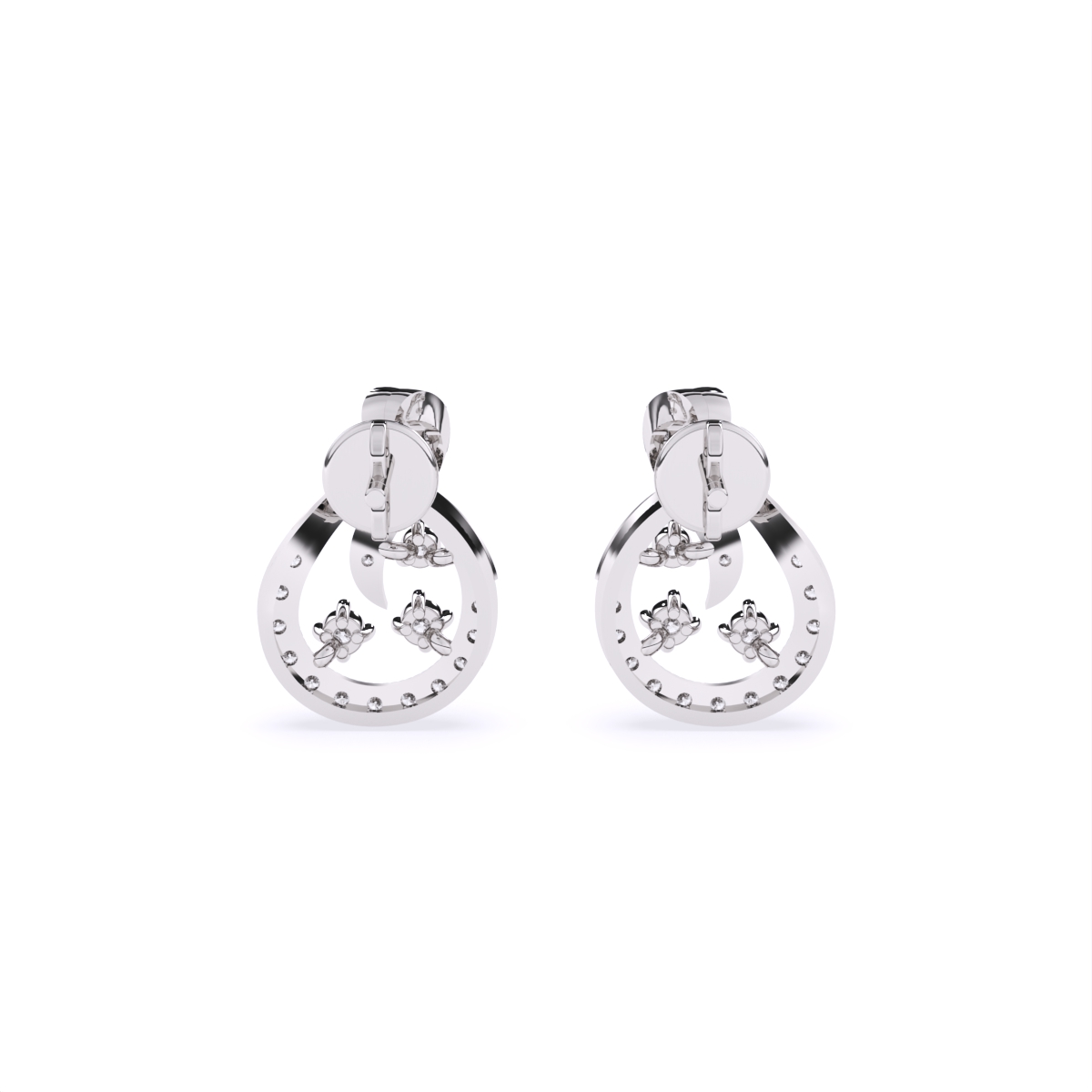 Swirl and Bloom Diamond Stud Earrings