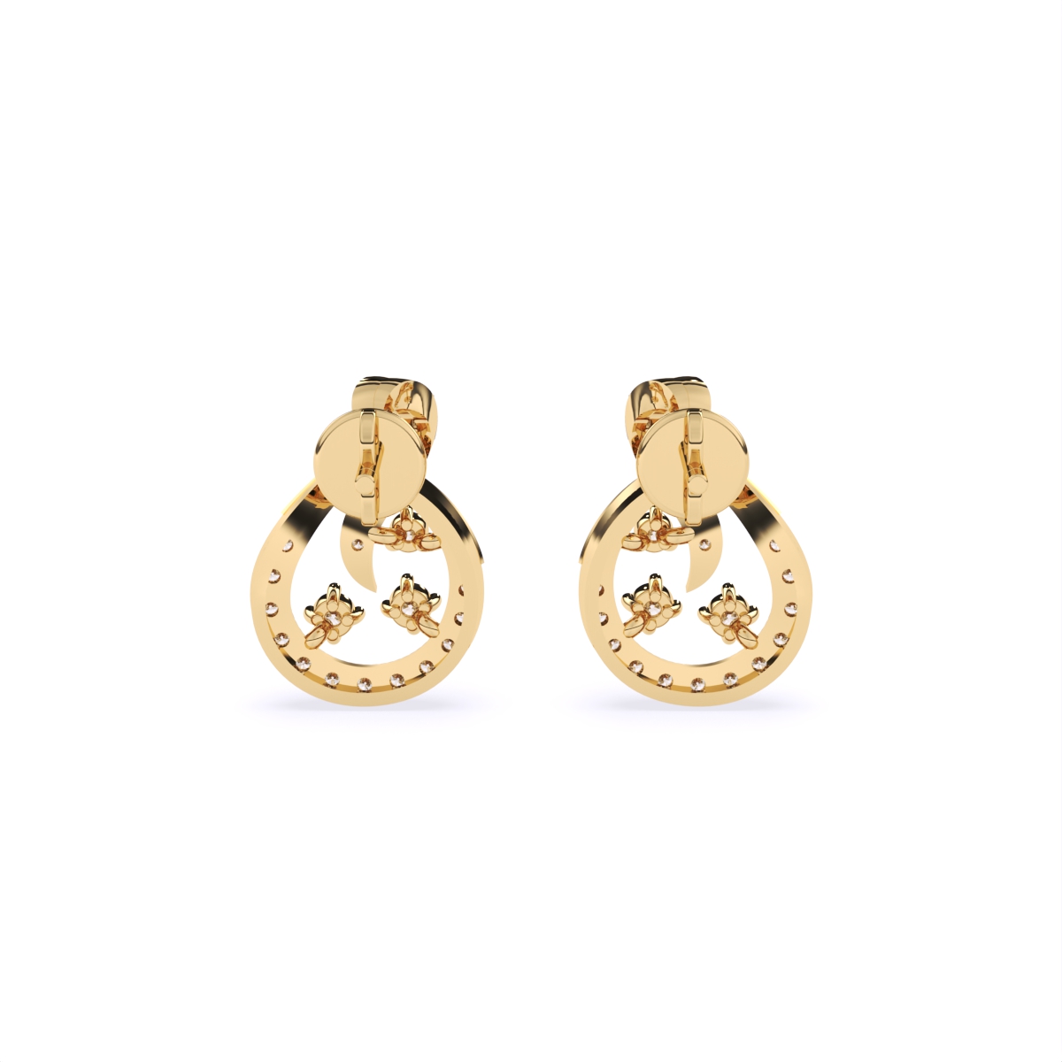 Swirl and Bloom Diamond Stud Earrings
