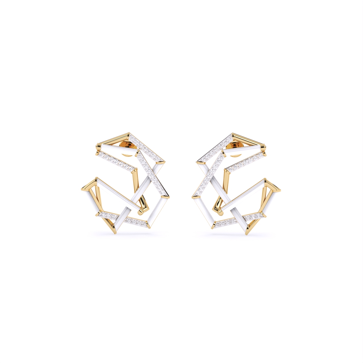Modern Art-Inspired Diamond Studs
