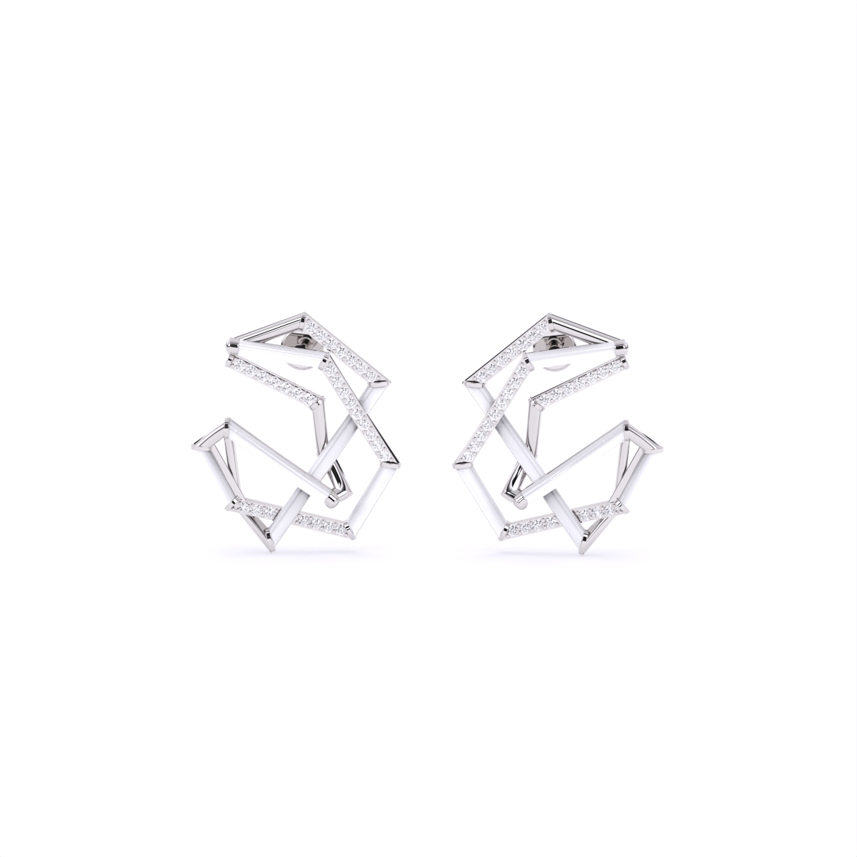 Modern Art-Inspired Diamond Studs