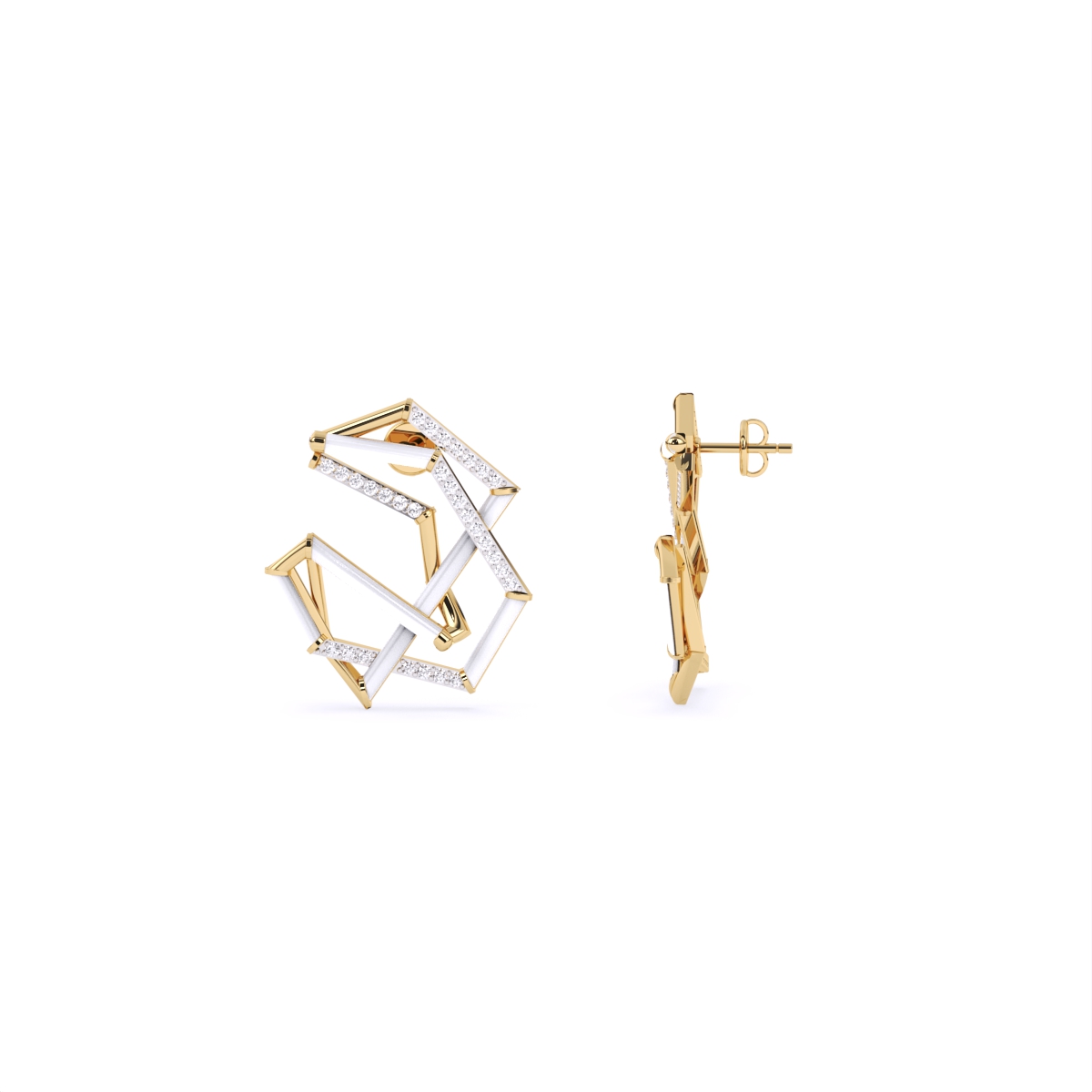 Modern Art-Inspired Diamond Studs