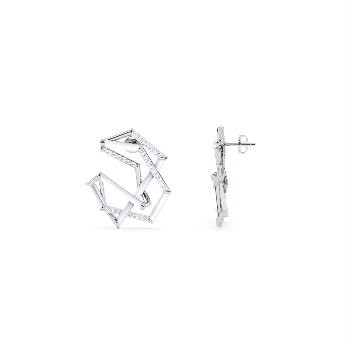 Modern Art-Inspired Diamond Studs