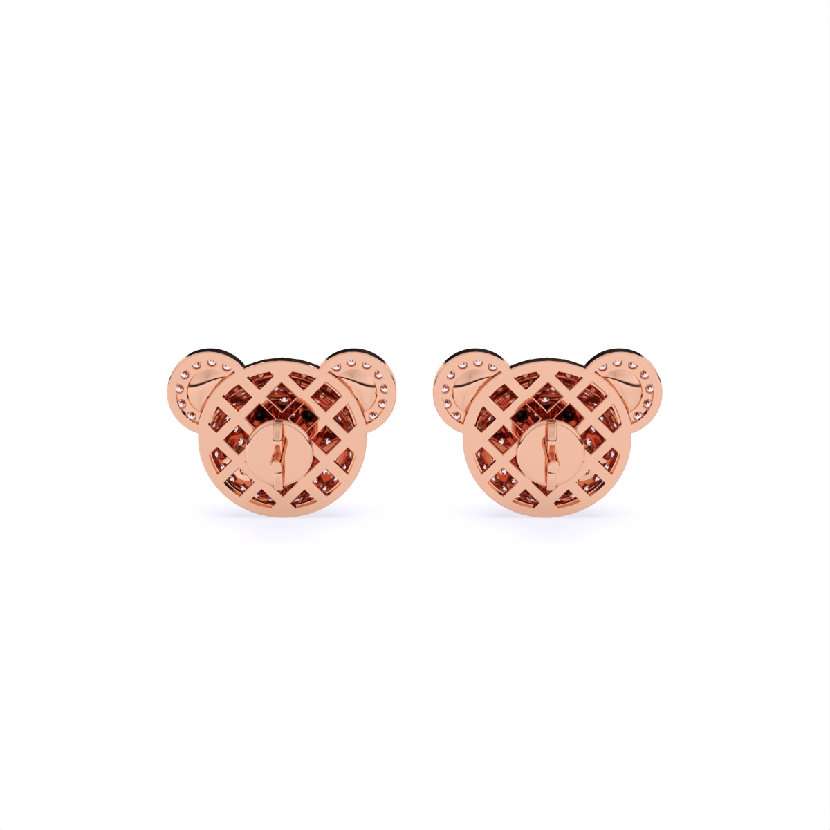 Adorable Teddy Face Diamond Stud Earrings