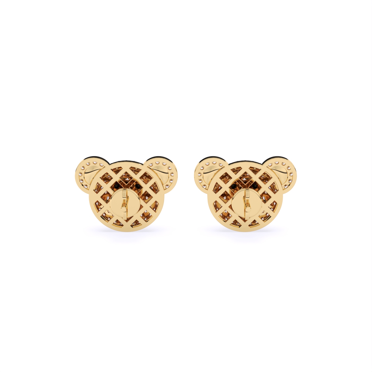 Adorable Teddy Face Diamond Stud Earrings
