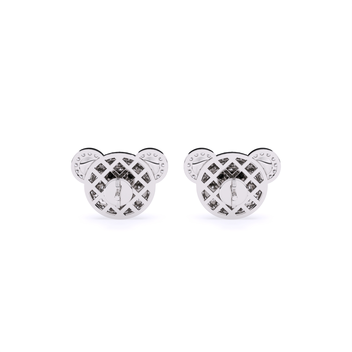 Adorable Teddy Face Diamond Stud Earrings