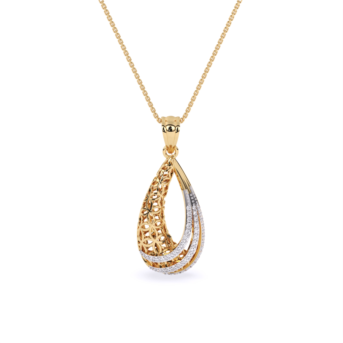 Dual Finish Drop Diamond Pendant