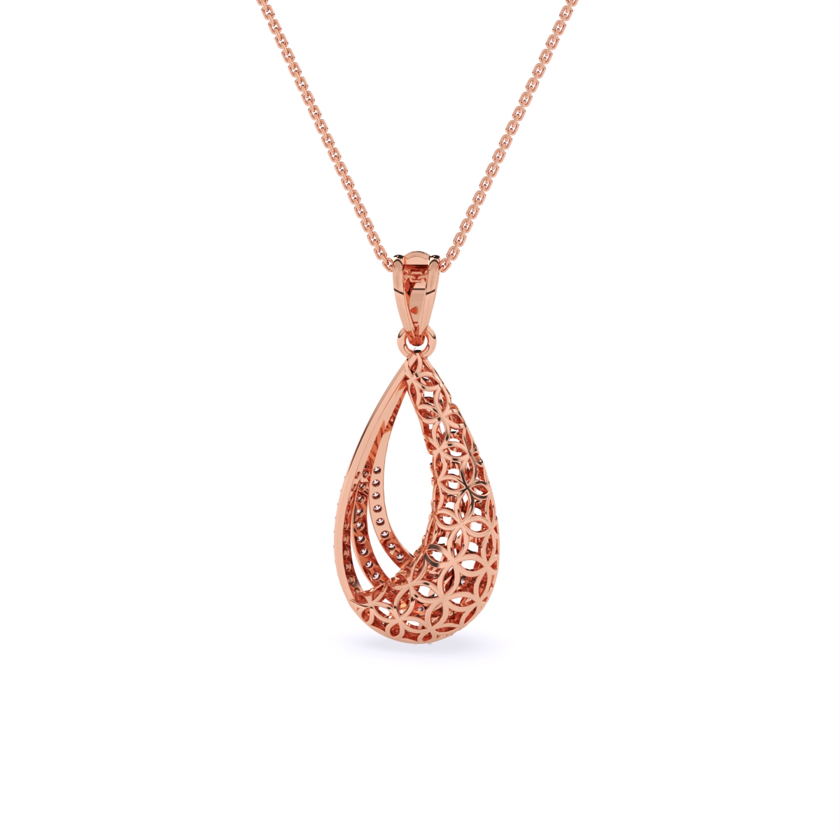 Dual Finish Drop Diamond Pendant