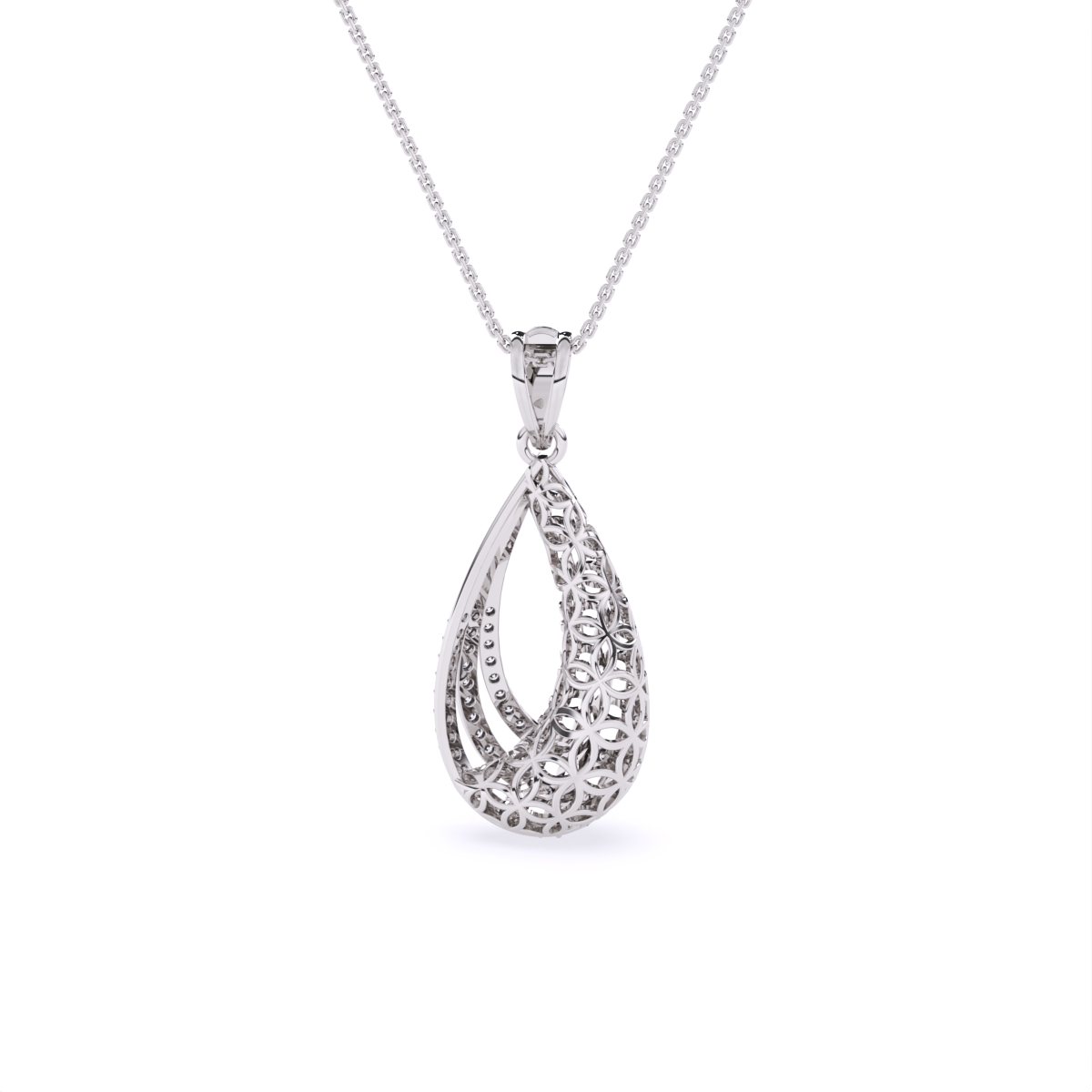 Dual Finish Drop Diamond Pendant