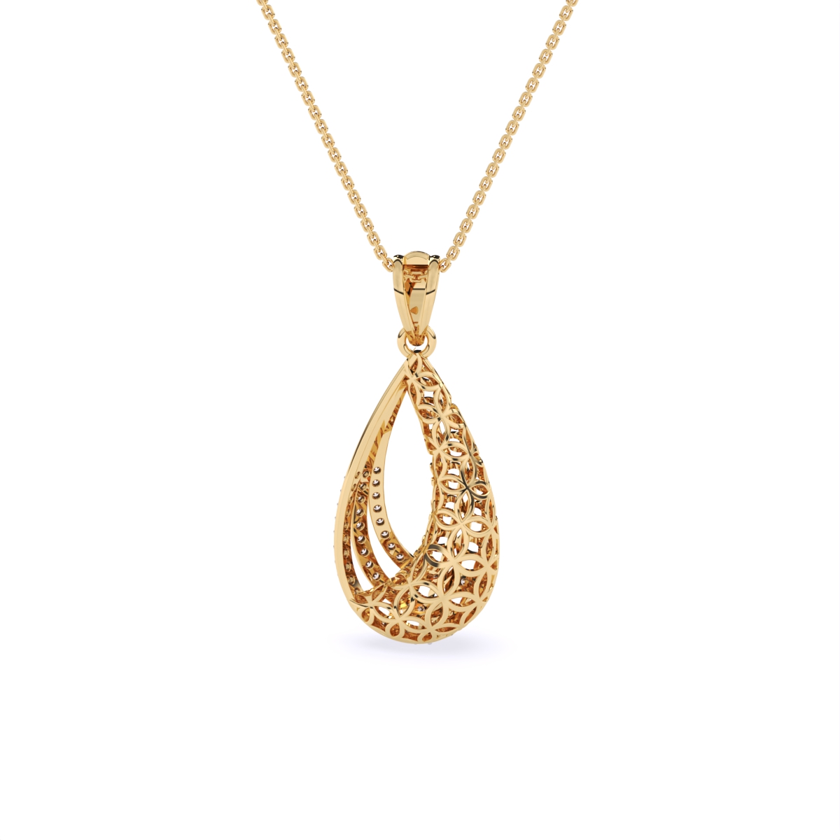 Dual Finish Drop Diamond Pendant